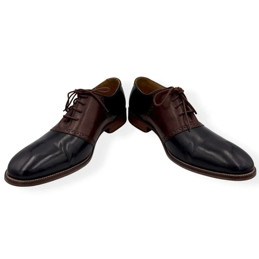 Cole Haan Williams II Leather Saddle Oxford Dress Shoes Men's 9.5 M Black Brown